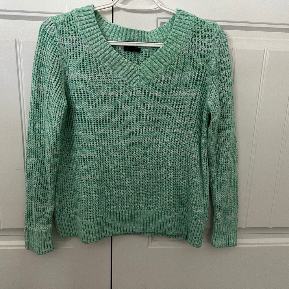 Talbots green cotton v neck sweater